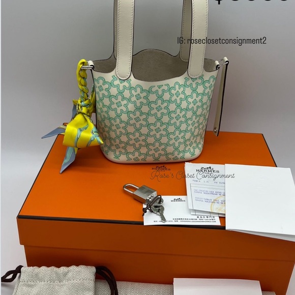 āSOLDāAuthentic Hermes Nata Swift PHW Lucky Daisy Micro Picotin 14 - Picture 5 of 17